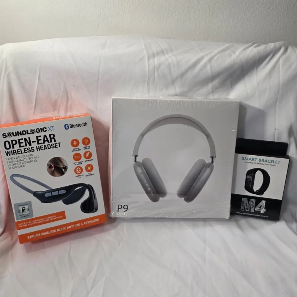All in one Bundle Grey P9 Wireless Headphones+SoundLogic+M4 Smart Fitness